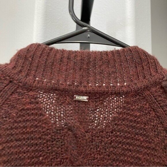 St John Sweater Jacket Cable Braided Knit Zip Up Mohair Wool Red Maroon Large • - Picture 5 of 6